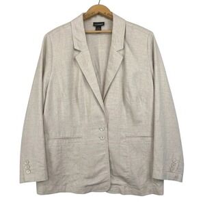 LANE BRYANT Linen Blend Lightweight Jacket Womens 28 Beige Blazer Unlined